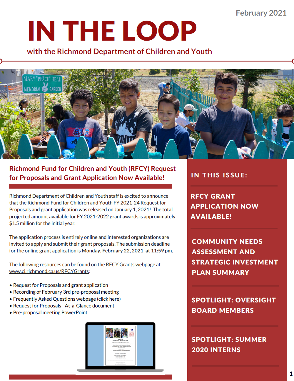 Newsletter for In the Loop - February 2021