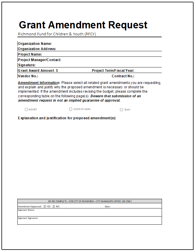 RFCY Grant Amendment Form Thumbnail