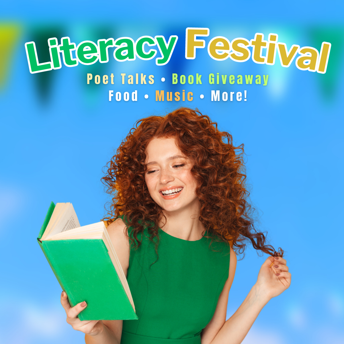 Literacy Festival with girl holding a book
