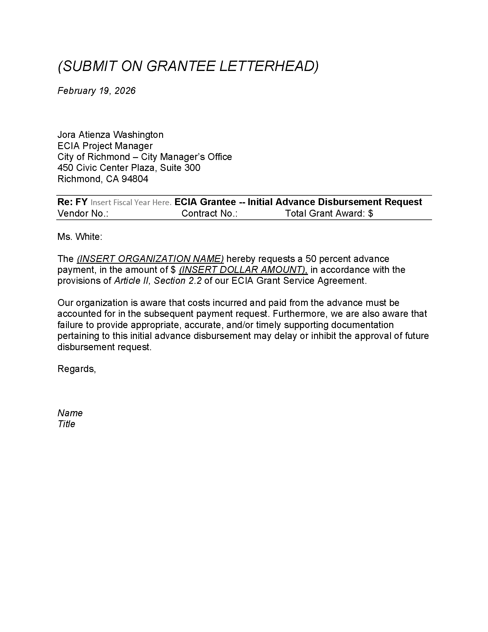 ECIA_Advance_Payment_Letter